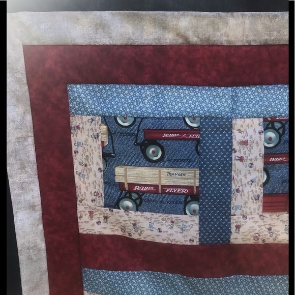 Handmade Nostalgic Radio Flyer Red Wagon Quilt - Picture 5 of 5